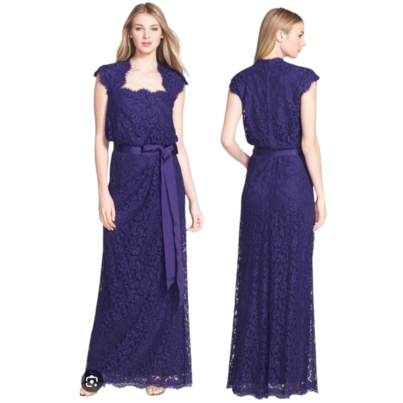 Tadashi Shoji Dresses & Skirts - Tadashi Shoji Purple Lace Floor Length Dress Size 2
